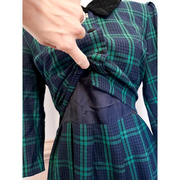 Miss Dorby Petites Black Watch Plaid Collared Dress VINTAGE - Picture 3 of 6